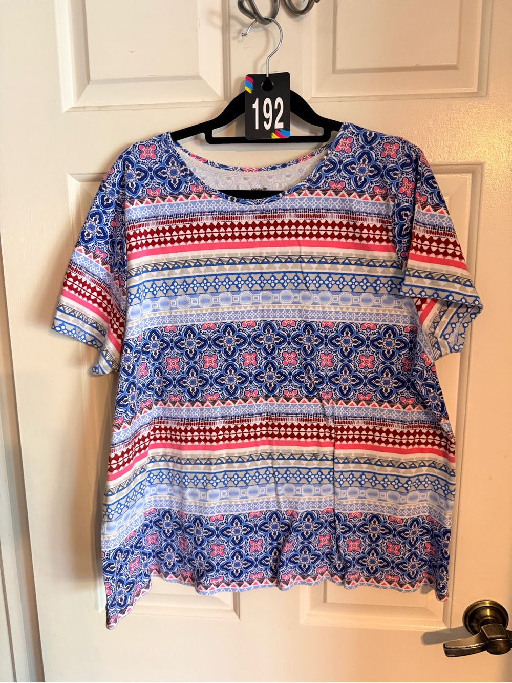 croft & barrow Blue and Red Patterned Short Sleeve Tee